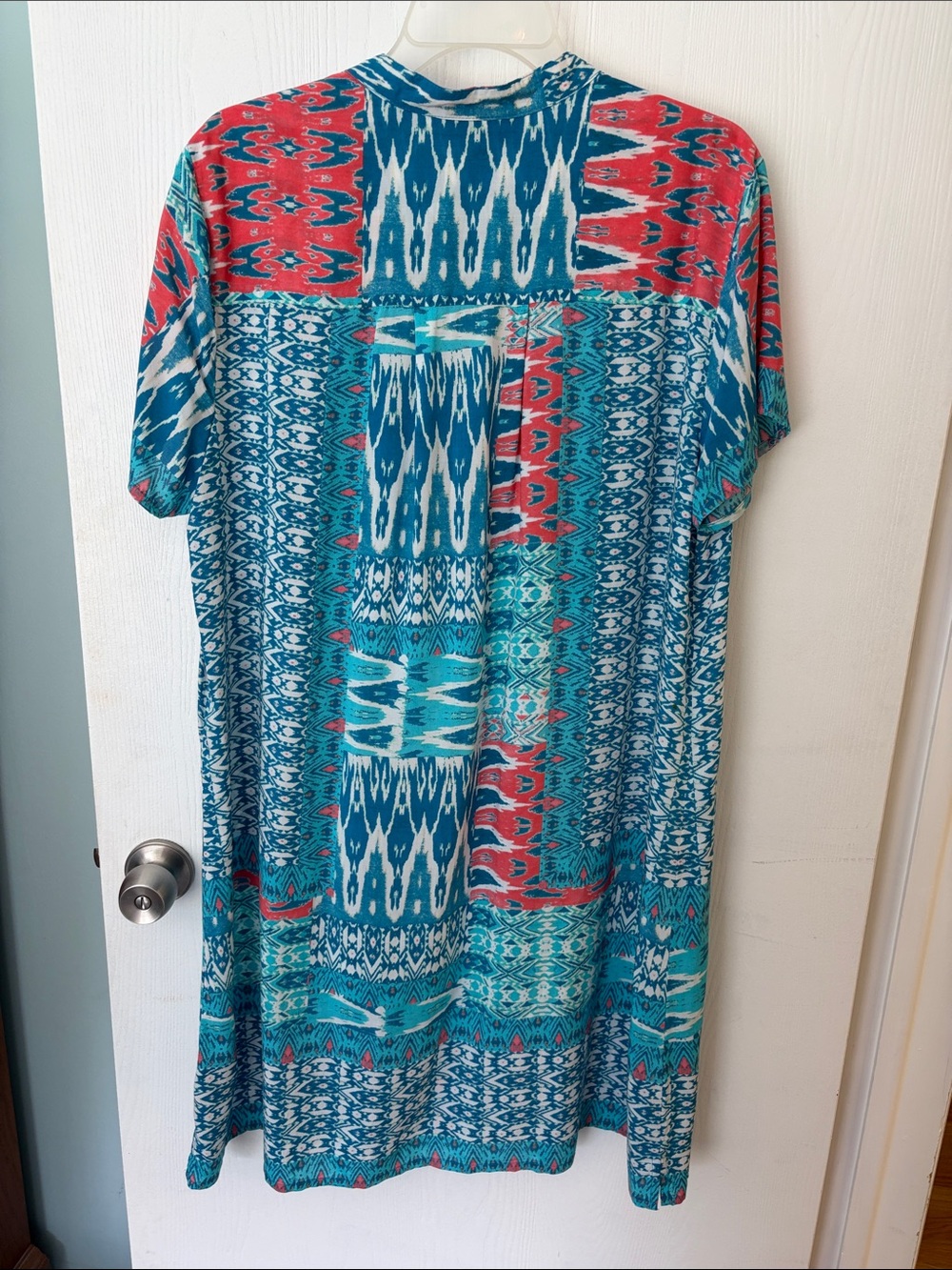 Tolani Turquoise Blue & Coral Patterned Midi Dress - Picture 9 of 12